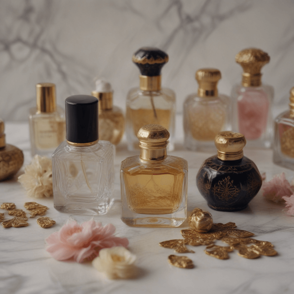 Elegant perfume bottle with floral details